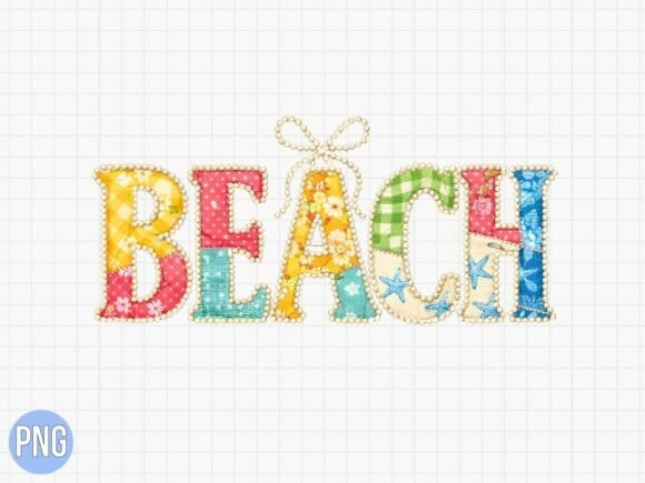 Faux Embroidery Beach Patchwork PNG